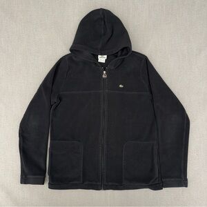 Lacoste Full Zip Jacket Women's 42 Sherpa Fleece Mini Croc Logo Hood Pockets